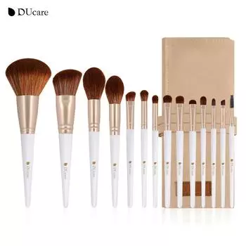 DUcare, 14 шт., набор кистей для макияжа лица, косметическая основа, пудра, румяна, смесь для губ, тени для век, набор кистей для макияжа с сумкой, набор инструментов