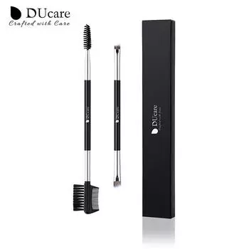 DUcare 2 шт. двухсторонняя расческа для бровей, кисть для бровей, ресниц, макияжа глаз, кисточка для ухода за ресницами, портативный косметический инструмент чёрный