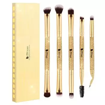 DUcare, 5 шт., профессиональная кисточка для макияжа глаз, двусторонняя металлическая ручка, конический консилер премиум-класса, набор кистей для растушевки золотых теней для век золотой