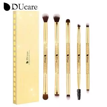 DUcare, 5 шт., профессиональные кисти для макияжа глаз, двусторонняя золотая ручка для макияжа глаз, набор косметических кистей для растушевки дымчатых кистей 5Pcs Makeup Brushes золотой