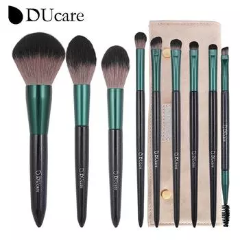 DUcare Professional, 9 шт., набор кистей для макияжа, красота, косметические инструменты, тени для век, румяна для бровей, кисти для смешивания с косметичкой 9Pcs Makeup Brushes
