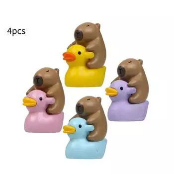 Duck Capybara Pvc Cartoon Figures Mini Garden Statues For Home Decor Office Style B