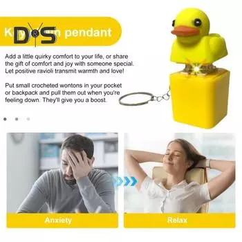Ducky Caps Брелок-игрушка Fidget Toy Крякающая утка Снятие стресса ABS Пластик Погремушка Уменьшитель Брелок Подвеска жёлтый