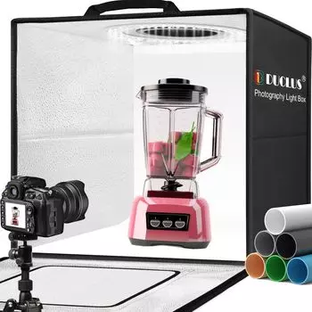 DUCLUS Photography Box 50 см фотобудка световой короб простая фотостудия затемняемый 216 светодиодов 6 цветов фон большой комплект для фотосъемки продукции