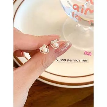 Dudu Couple Minnie Women Sleep No Need to Take off Earrings Pearl s999 full-body Sterling Silver Single Pack