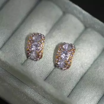 Due to Lack of Sting [Violet] Light Purple Bright Zircon Ear Studs without Pierced Mosquito Coil Ear Clip Minority All-Match A pair of ear studs