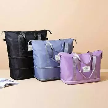 Спортивная сумка Большая вместительная сухая двойная молния Секция для влажной и многослойной одежды Внешний карман Складная дорожная застежка розовый