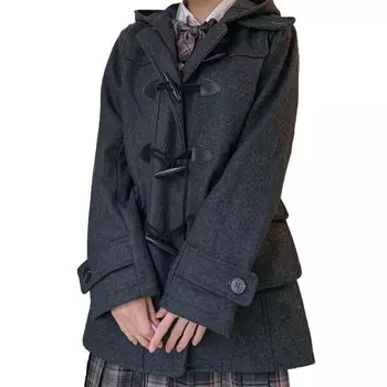 Duffle School JK Medium School MY467 [NOLCCTN] Пальто, Женская форма, Пальто, Униформа, Толстый, Студент, Верхняя одежда, Женское пальто, Длина, Стиль, (Л, Серый) серый