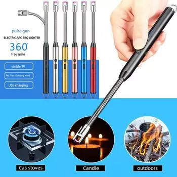 Дуговая беспламенная плазменная зажигалка электрическая зажигалка свеча барбекю газовая плита зажигалка пистолет кемпинг USB перезаряжаемый ветрозащитный кухонный