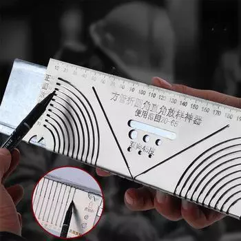 Дуговая разметочная линейка, прямоугольная конструкция, направляющая для параллельного инструмента, складная линейка с углом наклона 90 градусов G0C5 Silvery-M