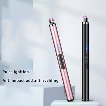 Дуговой воспламенитель Зарядка Ветрозащитная зажигалка Популярная металлическая дисплейная батарея Электронная импульсная зажигалка Зарядка через USB