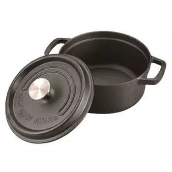 Духовка-кокот CAPTAIN STAG, 22 см, емкость 2,8 л, чугунная, не требует приправ, газовый огонь/IH/совместима с духовкой UG-3037