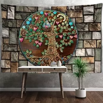 Духовность Мистическое Древо Жизни Мандала Психоделическая Сцена Гобелен Богемный Общежитие Спальня Эстетика Домашнего Декора 100X75CM