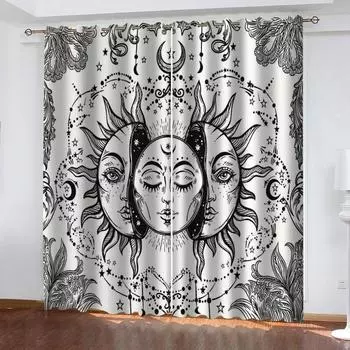 Духовные цветные шторы на окна с изображением мандалы Таро в детской спальне гостиной зале украшения кухни шторы жалюзи W50 X H130(CM)X2&Hook