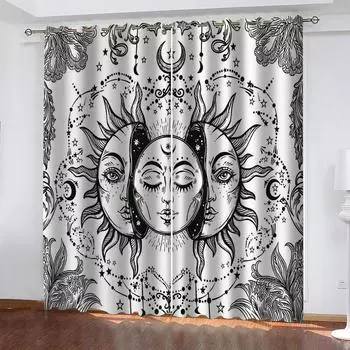 Духовные цветные шторы на окна с изображением мандалы Таро в детской спальне гостиной зале украшения кухни шторы жалюзи W50 X H130(CM)X2&Hook