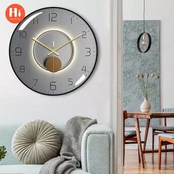 Дюймовые бесшумные настенные часы Гостиная простые модные кварцевые часы Скандинавские настенные часы Black frame A type