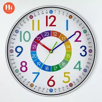 Дюймовые красочные цифровые настенные часы, мультяшные часы для гостиной, креативные серебряные часы для обучения, взрыв детской комнаты