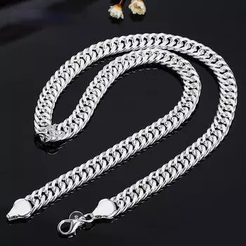 Дюймовые ожерелья-цепочки для мужчин, серебряные ожерелья, ювелирные изделия 50cm