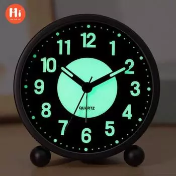 . Дюймовый светящийся будильник студенческие прикроватные электронные часы простые металлические настольные бесшумные маленькие настольные часы 4.5 inch battery model розовый
