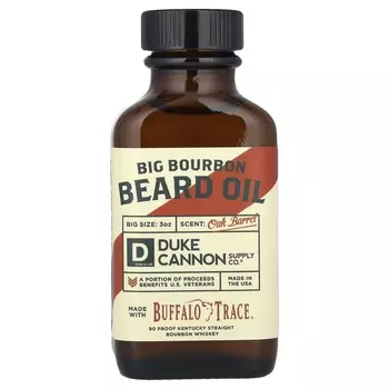 Duke Cannon Supply Co., Big Bourbon Beard Oil, дубовая бочка, 3 унции.