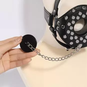 Дульный шар Принудительный глубокий горловой открытый чехол пуловер сука PU кожа с чехлом цеп секс-товары