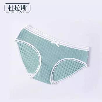 DULASI, хлопковые трусики с бантом, женское нижнее белье, полосатые трусы, дышащие трусики для девочек, женские трусики со средней талией M чёрный