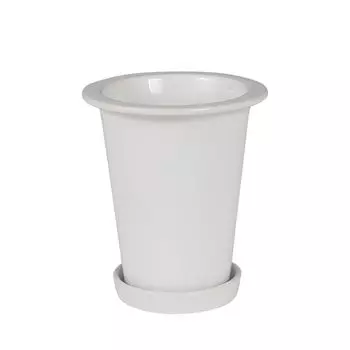 Dulton Botany Длинный горшок S Белый Цветочный горшок, украшенный тисненым логотипом и размерами земли: высота, диаметр, цвета, высокий, BOTANY, 4.5, 16.4см, 14.6см, белый