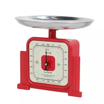 Dulton Kitchen Scale Red 2kg Cooking Scale Weighing Scale Retro American Height Width 17cm Depth Weighing Plate CLASSIC GENTLE SCALE RED 17.5cm 9.5cm