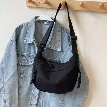 Dumpling Bag Female Messenger Bag Large Capacity Canvas Bag 2025 New Bags One Shoulder Sports Versatile Backpack Dumpling Bag Female Small size Black