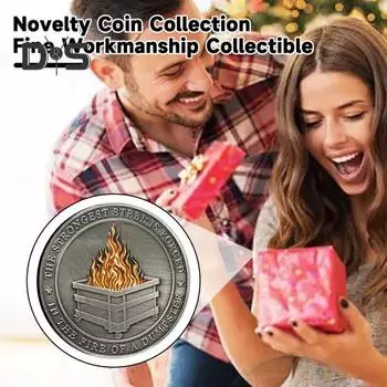 Dumpster Challenge Coin Dumpster Настольные аксессуары Двусторонний веселый медальон для сотрудников Подарки в знак признательности Офисный декор 4pcs серебряный