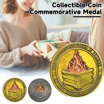 Dumpster Challenge Coin Dumpster Настольные аксессуары Двусторонний веселый медальон для сотрудников Подарки в знак признательности Офисный декор 4pcs серебряный