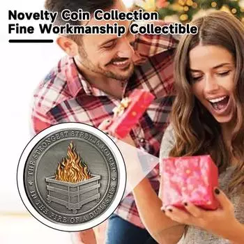 Dumpster Challenge Coin Dumpster Настольные аксессуары Двусторонний веселый медальон для сотрудников Подарки в знак признательности Офисный декор 4pcs серебряный