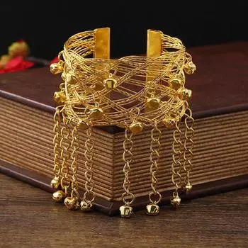 Дуньхуан колокольчик бахрома широкий браслет женский ретро индийский экзотический стиль танцевальный браслет на руку браслет аксессуары