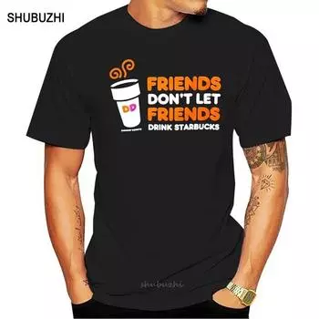 Dunkin Donuts Don t Let Drink Brown T Shirt мужская футболка летняя брендовая футболка европейского размера XS
