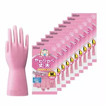 Dunlop Home Products Перчатки из натурального каучука, мягкие и прочные, розовые, для мытья посуды, кухонные, набор из 10 шт. SP-8 розовый