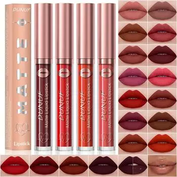 DUNUF Matte Lip Gloss, Waterproof Long-Lasting Lip Oil, Moisturizing Non-Stick Formula, Universal for All Skin Types, Adult, Non-Fading, Ideal Gift 10