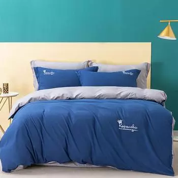 Duo Xi Ai Mei Mian Kang Чистый моющийся однотонный вышитый комплект постельного белья S 152*218cm (3-piece set)