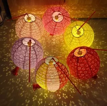 DUOLEIMI Paper Openwork Paper Obon LED Set of 10 Lanterns, Lanterns, Carving, Lanterns, Decorations, Included, Lanterns, Colorful, (Круглый)