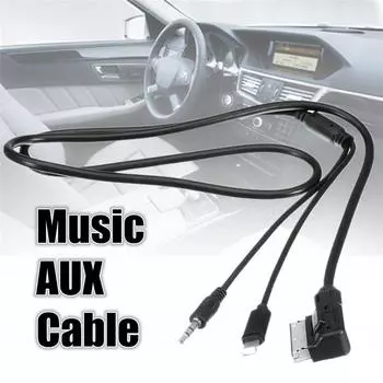 Durable 47 Mmi Music Aux Cable With 8-Pin Charger In Black For Mercedes-Benz 09-14