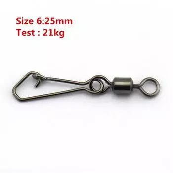 Durable 50Pcs with Hooked Snap Interlock Fishing Hook Tackle Swivels Fishing Bearing Connector 6