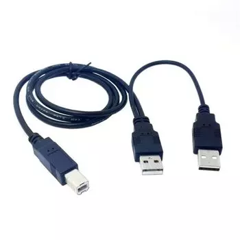 Durable 80cm Dual USB USB 2.0 Scanner Male To Standard B Male Data Cables USB Male Y Cable