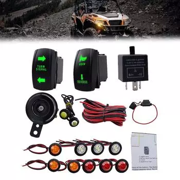 Прочные комплекты поворотников для квадроциклов UTV, водонепроницаемые и устойчивые к коррозии комплекты поворотников с клаксоном, простая установка, ABS