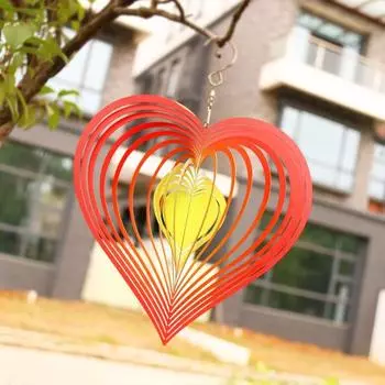Durable Exquisite Delicate Heart Shape Love Heart Shape Hanging Pendant Wind Spinners красный/жёлтый
