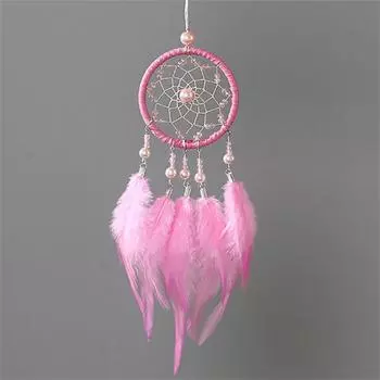 Durable Feather Pendant Dream Catcher Net Styling Car Interior Pendant Car Pendant Car Supplies Retro Ethnic розовый