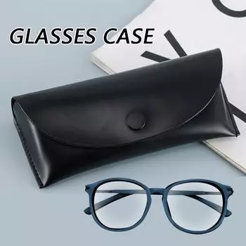 Прочная кожаная оболочка для очков, солнцезащитных очков, удобная легкая защитная коробка, однотонный чехол, сумка, легко носить с собой чёрный