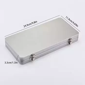 Durable Silvery Gray Metal Rectangular Box With Lid-Ideal For Bills,Cosmetics,Office Supplies Storage-Perfect For Home,Office L