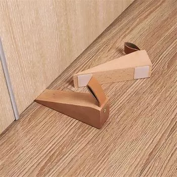 Durable Solid Wood Door Stopper Non-Slip Stop Baby Protect Leather Rope Wedge Anti-collision Gate Decor Beech Wood Door Wedges