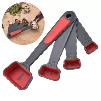 Прочный штабелируемый набор точных измерений пищевого кофейного порошка, мерная ложка для домашних ложек для порошка красный