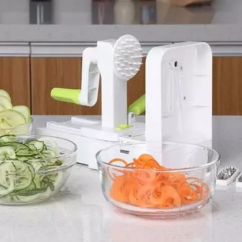 Durable Stainless Steel Blades Spiralizer Vegetable Slicer Catch Store Container Pelador De Frutas Y Verduras