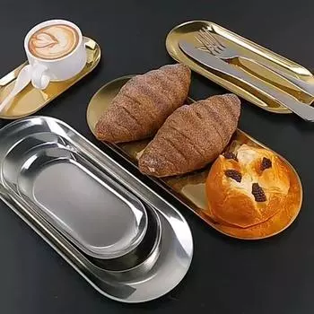 Durable Stainless Steel Stainless Steel Plate 18/23CM Gold Silver Tableware Dish Dining Disc Fruit Cake Snacks Pasta Steak 18x8.5cm серебряный
